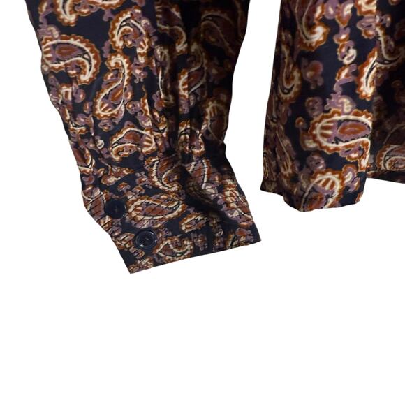 Vanessa Bruno Paolo Paisley Print Long Sleeve Mock Neck Silk Blend Top Size 8 - Picture 9 of 13